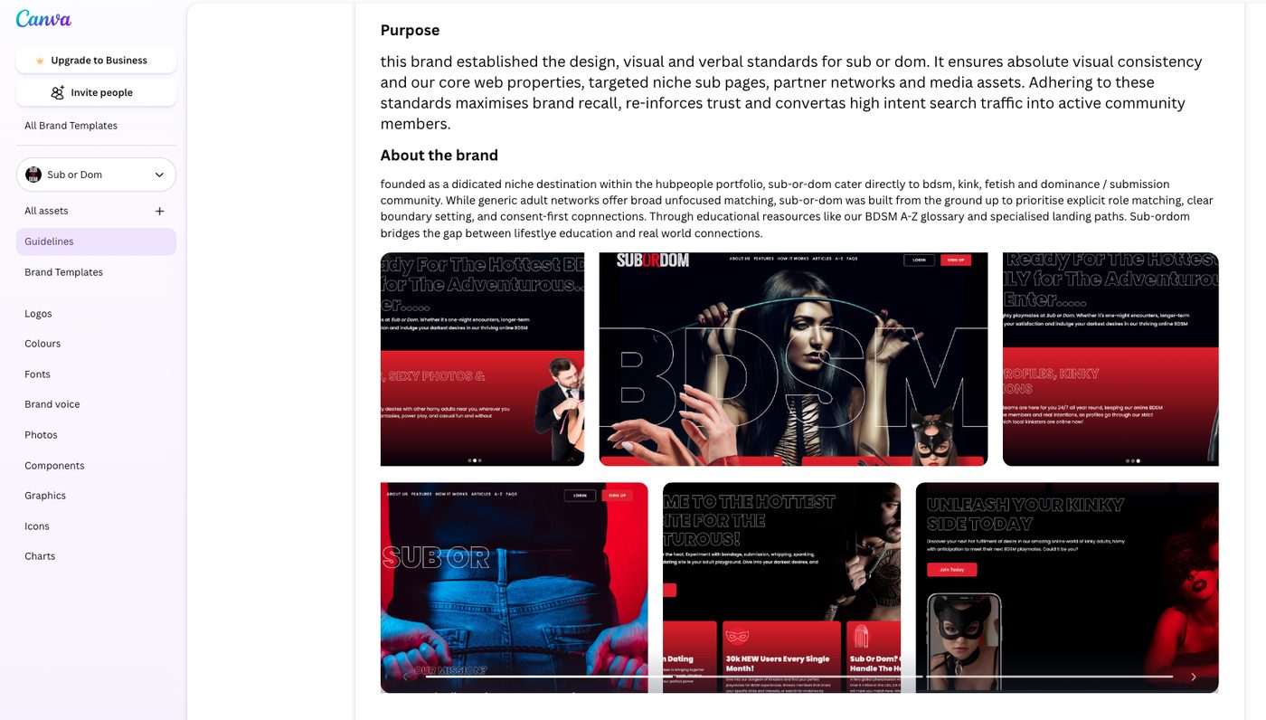Brand guidelines built in Canva first.