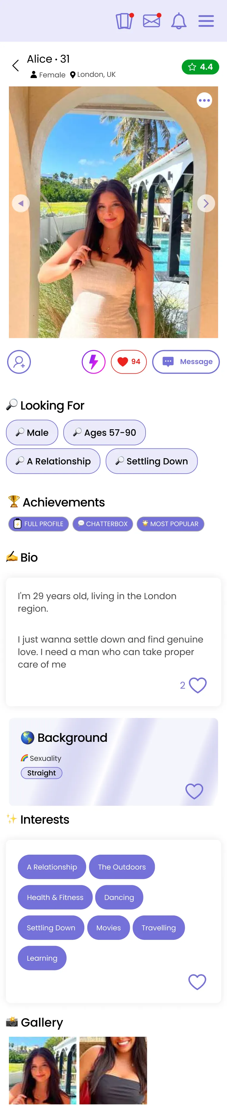 A member profile, styled in your brand's colours and copy.